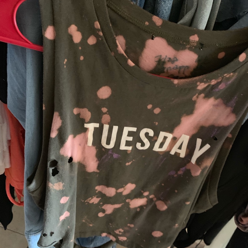 “Tuesday” Distressed shirt